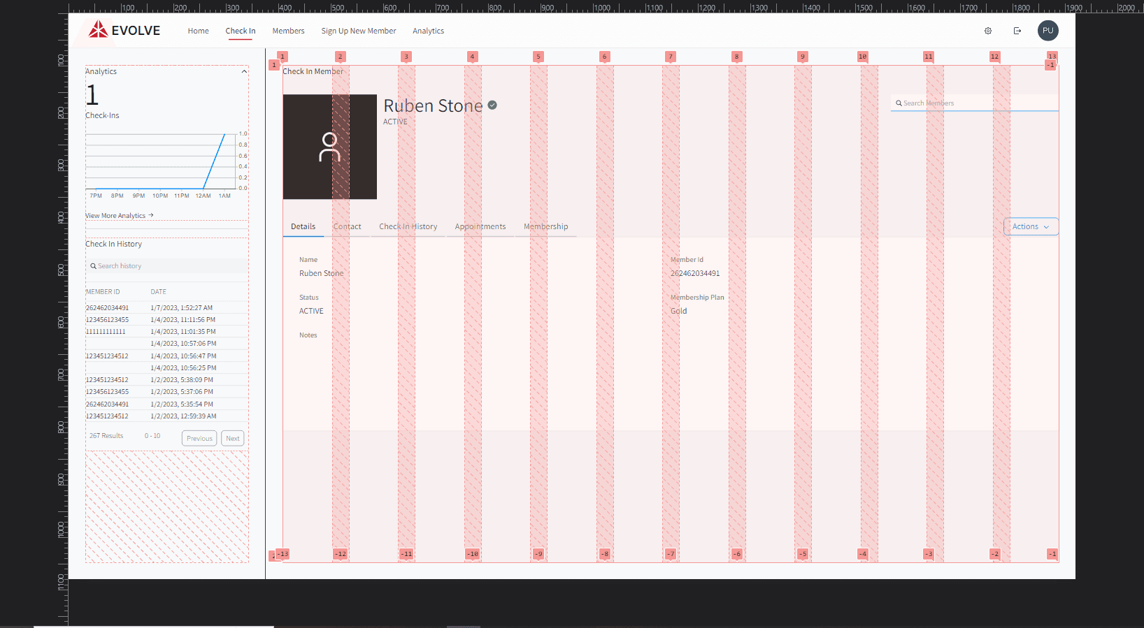 Check-in grid