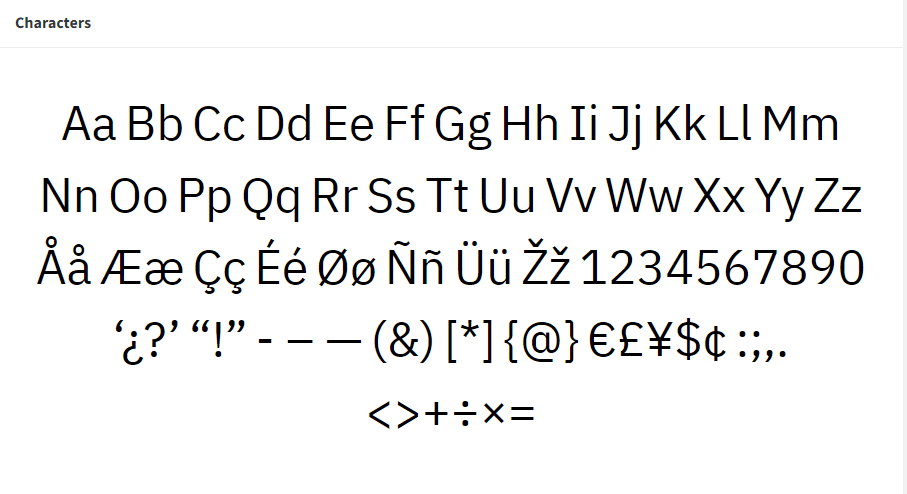 IBM Plex glyphs