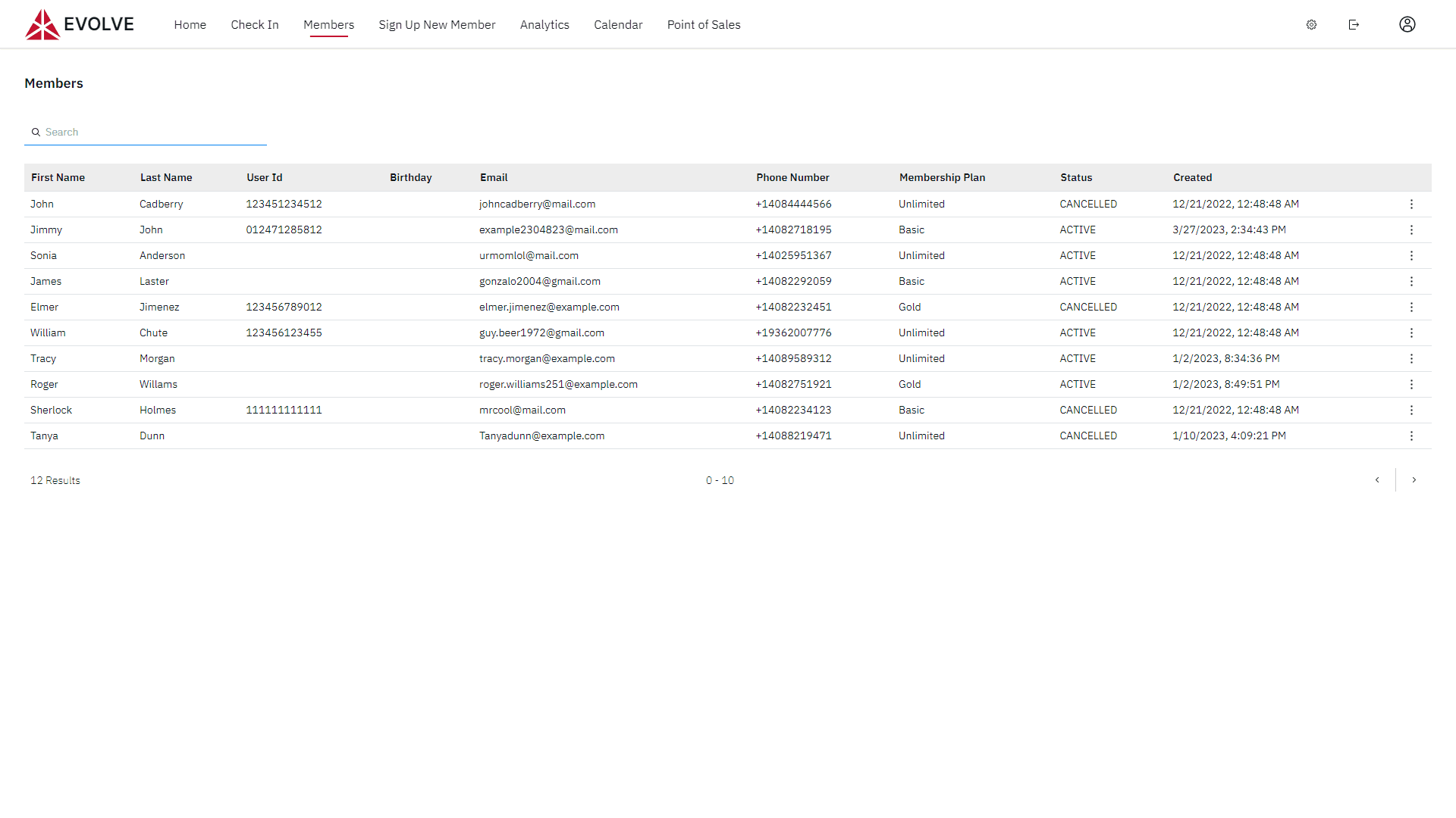 Member Table