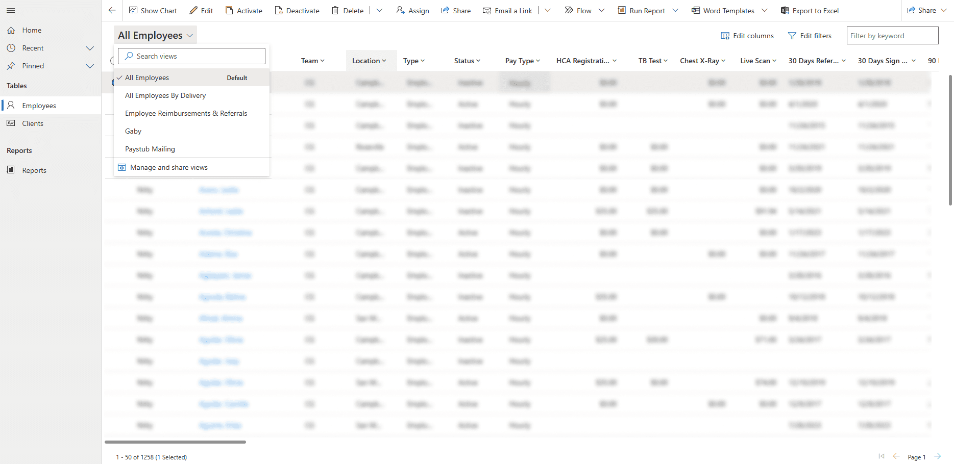 Application Table Views